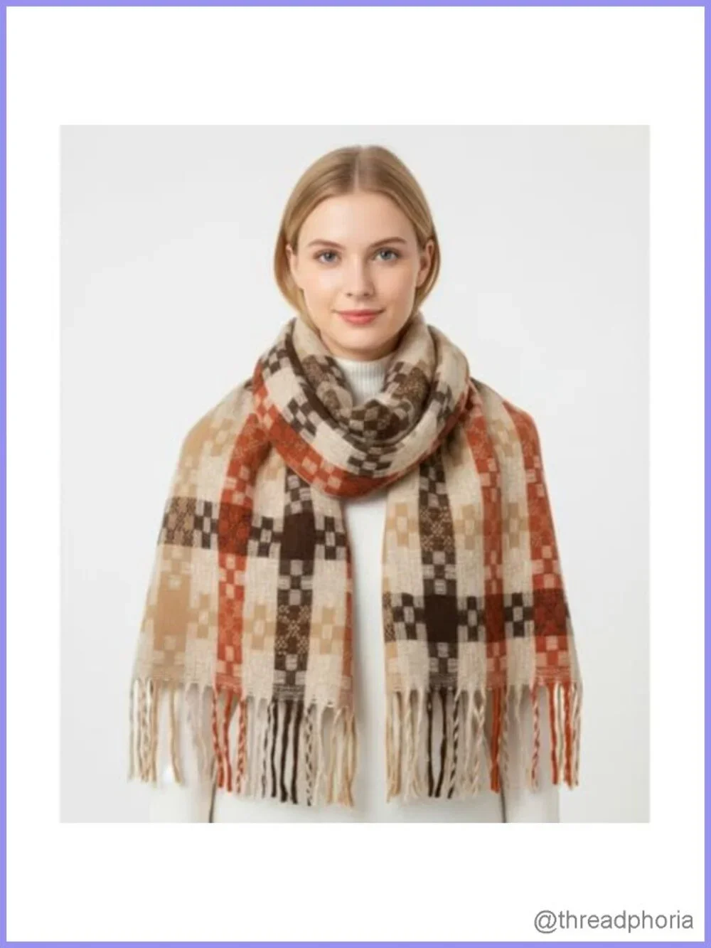 Oversized Plaid Blanket Scarf for Women Cashmere Feel Winter Wrap